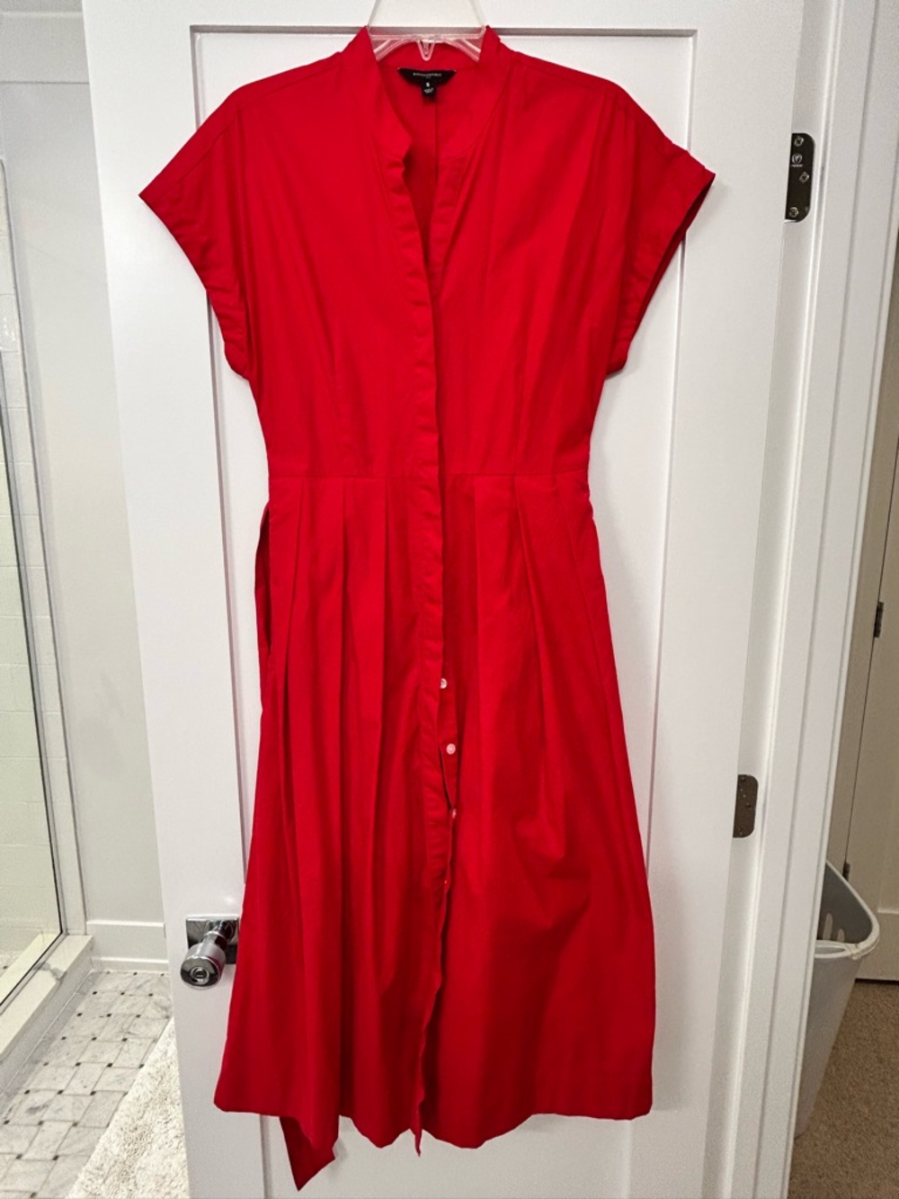 Banana Republic Factory Red Midi Shirt Dress